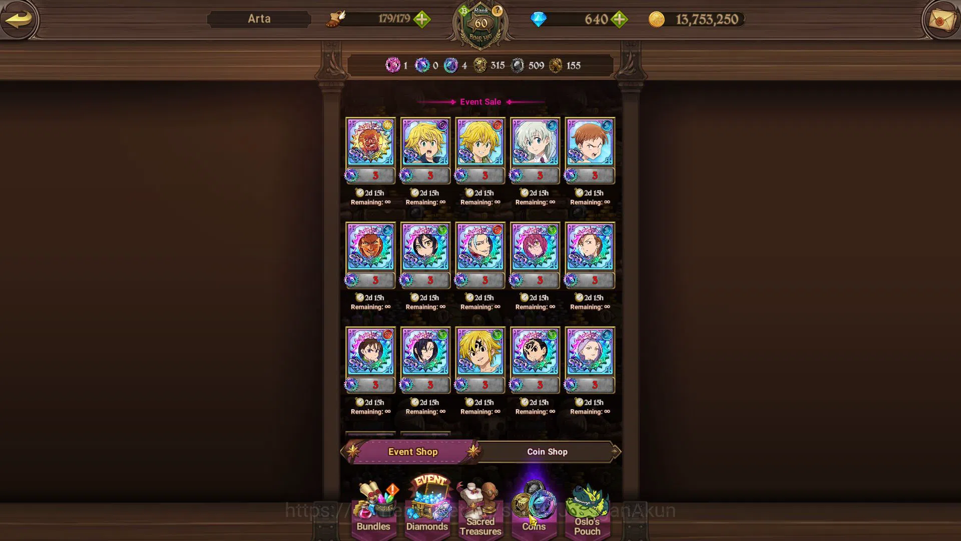 The Seven Deadly Sins: Grand Cross Accounts Asia|2M CC|640 DM+60 LSeal|2 LR+5 UR+CollabTOG,Emi image 9
