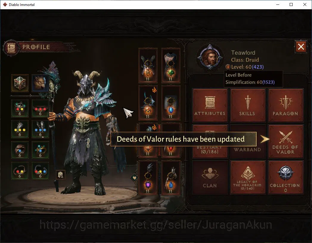 Diablo Immortal Accounts NA - Sescheron| Lv60(423)Druid| 31K CR|Reso 330 |  image 3