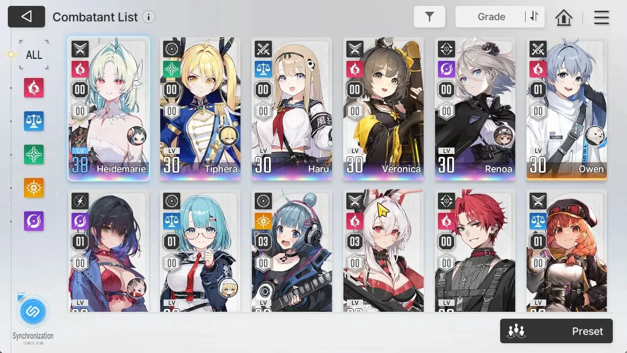 Chaos Zero Nightmare Accounts GLOBAL Lv30|5 SSR[HeideMarie,Tiphera+Sign,Vero,Haru,Renoa]+9 SR[TressaM1,Nia3,SelenaM3]|6 SSR 4