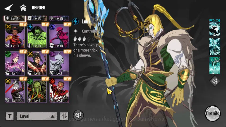 MARVEL Mystic Mayhem Accounts Beast Starter LV13|2 SSR (Loki, Thor), 10 SR (Sleepwalker,Misty Knight,Hulk,Doppelganger,Etc 10