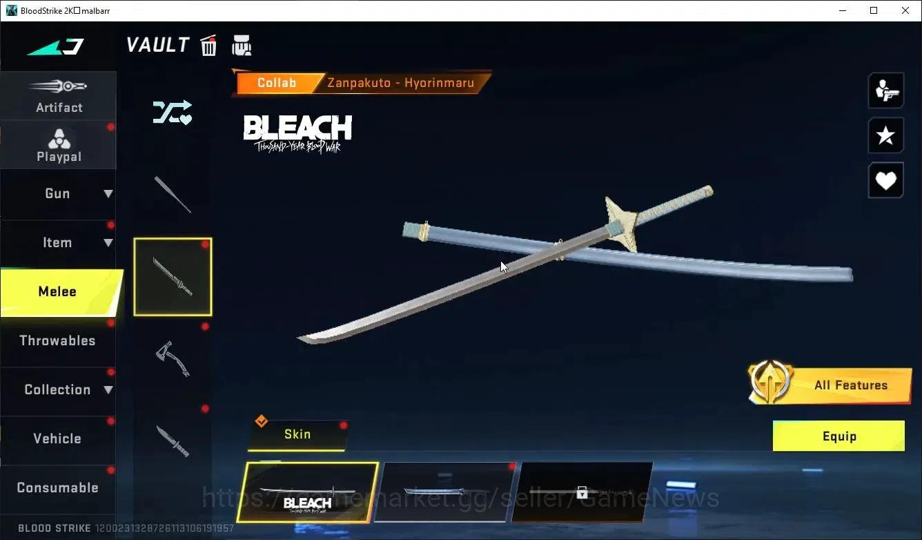 Blood Strike Accounts ASIA|COLLAB BLEACH UZI-Zangetsu,MELEE Zenpakuto,To image 11