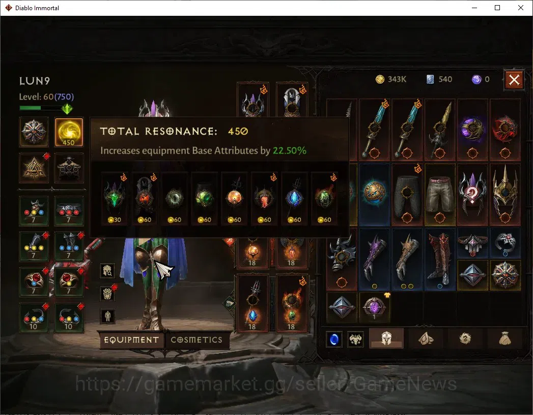 Diablo Immortal Accounts EU - Aranoch|CS ON|Lv60(750)|Wizard|42k CR|Reso 45 image 4