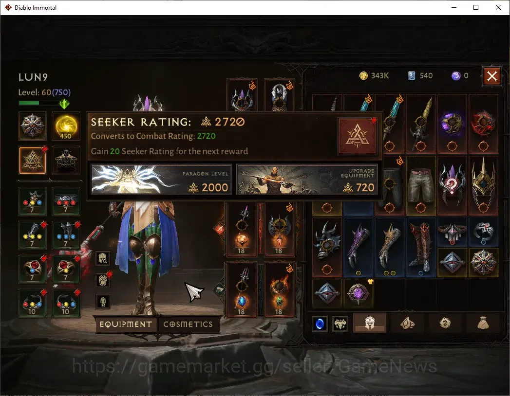 Diablo Immortal Accounts EU - Aranoch|CS ON|Lv60(750)|Wizard|42k CR|Reso 45 image 5