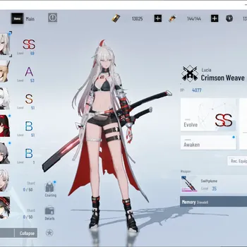 Punishing: Gray Raven Accounts Mid-Game NA |Lv 45|SS Lucia Crimson Weave,S No.21 Feral|13k BC,3k YC,7k BlueC|1 S Omniframe,1
