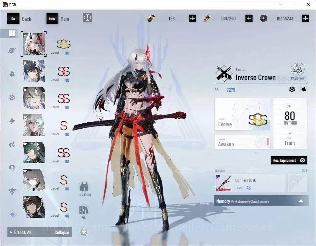 Punishing: Gray Raven Accounts End-Game Asia|Lvl 85|(SSS Lucia IC,SS Selena P,SS lilith D,S Lucia CW)+Sign SSS+ Jetavie D|6 5