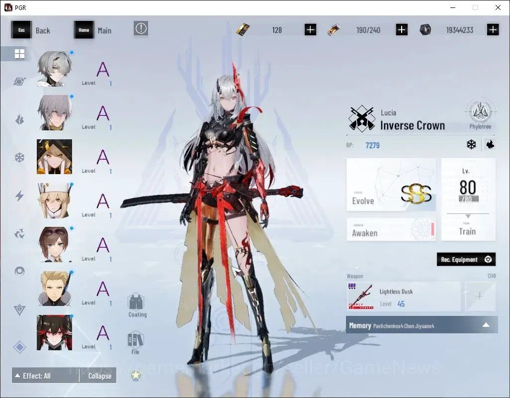 Punishing: Gray Raven Accounts End-Game Asia|Lvl 85|(SSS Lucia IC,SS Selena P,SS lilith D,S Lucia CW)+Sign SSS+ Jetavie D|6 8
