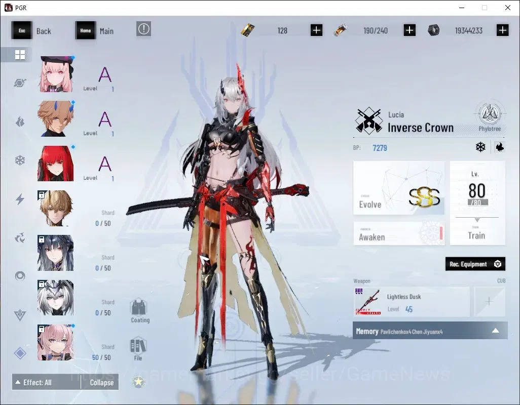 Punishing: Gray Raven Accounts End-Game Asia|Lvl 85|(SSS Lucia IC,SS Selena P,SS lilith D,S Lucia CW)+Sign SSS+ Jetavie D|6 9