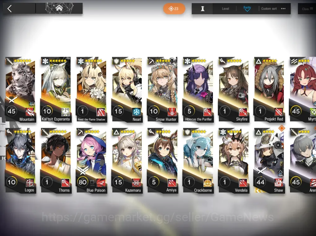 Arknights Accounts Mid-Tier Global|Lv 18|74 Operator, 2 Skin|1 Limited (Kal'tsit Alter) +Logos, Mountain, Thorns, Etc|2-2 1