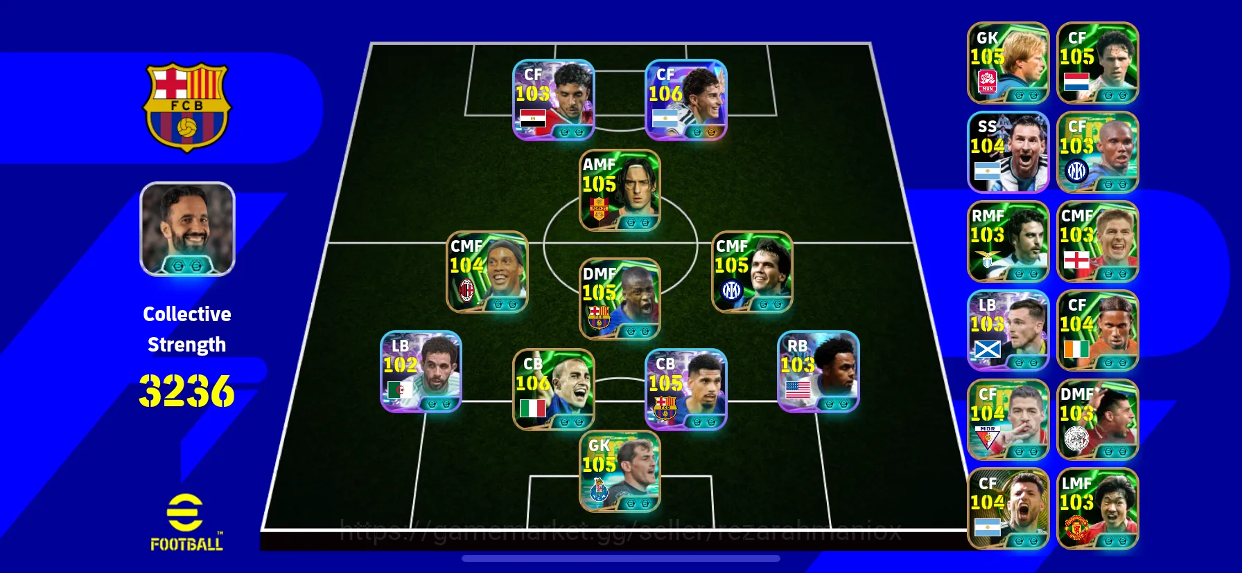 eFootball Accounts Legends & Iconic Players ovr 3236• showtime alvarez • showtime marmoush • showtime araujo • epic toure 1
