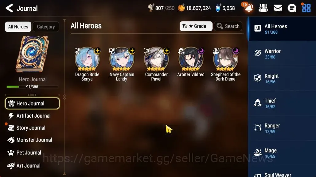 Epic Seven Accounts Mid-Tier Global UnVerif|NewEra|5 ML(Shepherd Dark Diane,AB Vildred,etc)+HARU,Vildred,Etc|AUTO W|73K 1