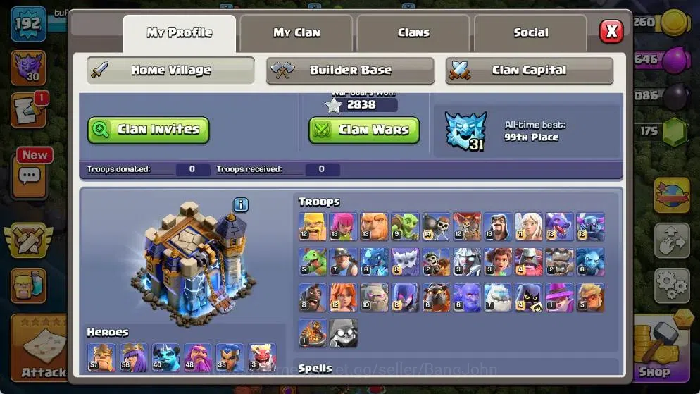 Clash of Clans Accounts High-End Global |TH 18-BH 10|LVL 101|AQ 56 ,MP 40 ,GW 48 ,RC 35 ,BK 57,DD 3|BM 11|Legendary Skin 1
