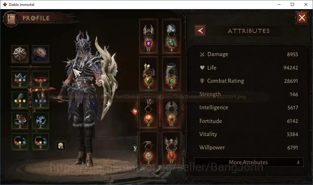 Diablo Immortal Accounts Others NA | Chains Of Honor | 60 (364) Necromancer-Maledictor | CR 28K |Reso 465| Hell III 4