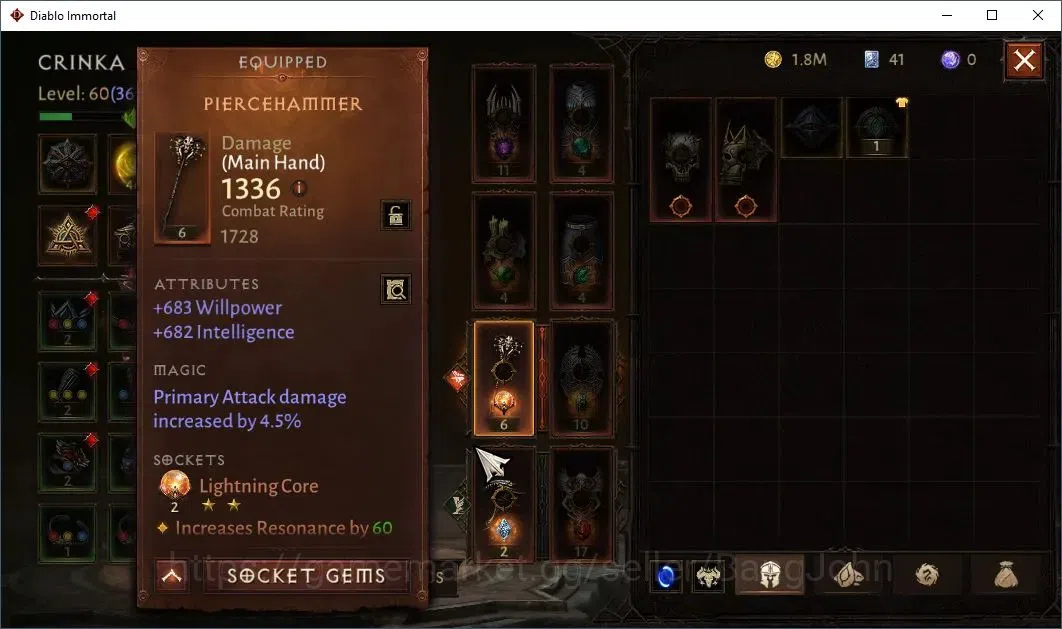 Diablo Immortal Accounts Others NA | Chains Of Honor | 60 (364) Necromancer-Maledictor | CR 28K |Reso 465| Hell III 6