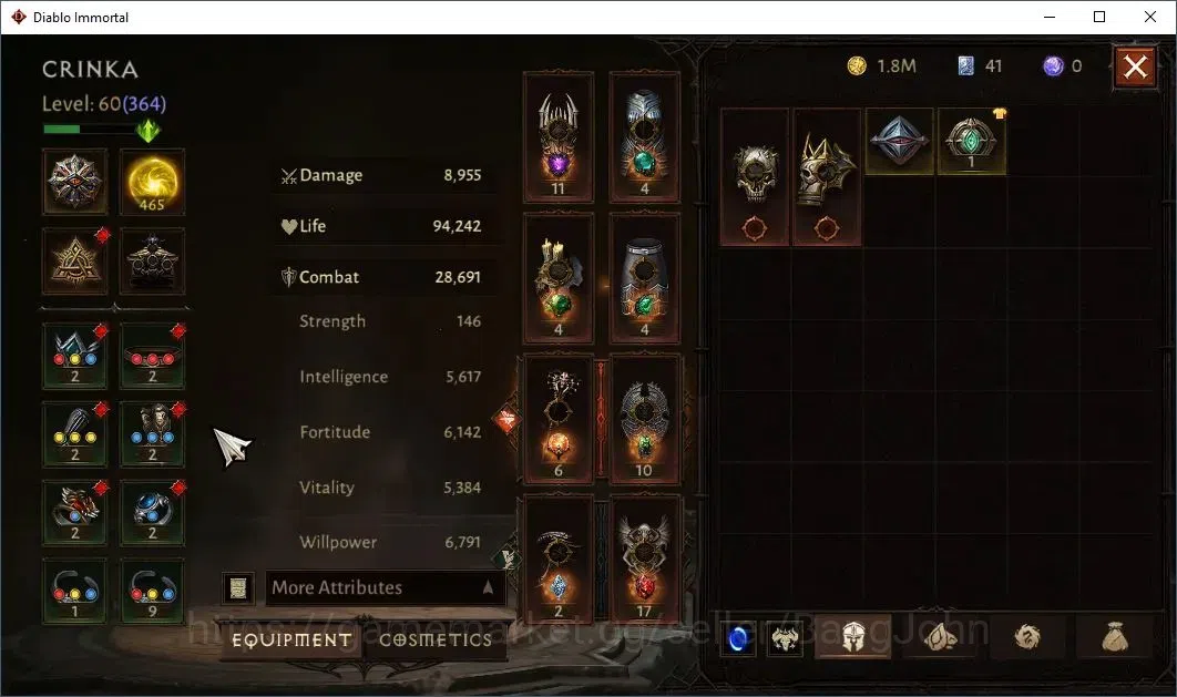 Diablo Immortal Accounts Others NA | Chains Of Honor | 60 (364) Necromancer-Maledictor | CR 28K |Reso 465| Hell III 7
