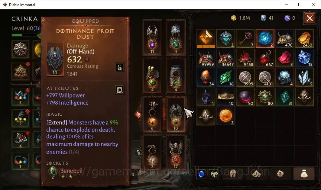 Diablo Immortal Accounts Others NA | Chains Of Honor | 60 (364) Necromancer-Maledictor | CR 28K |Reso 465| Hell III 9