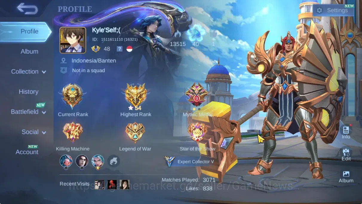 Mobile Legends: Bang Bang Accounts Hero 86|Skin 129|High Glory 54|Lightborn Tigreal,S image 2