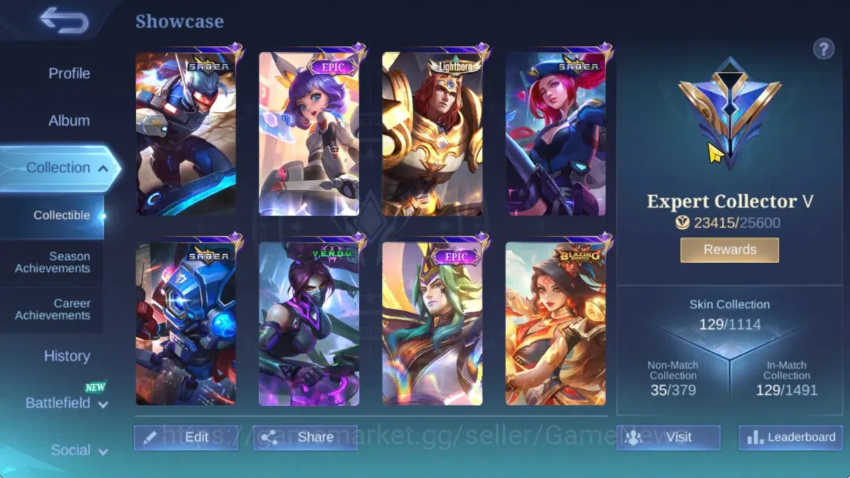 Mobile Legends: Bang Bang Accounts Hero 86|Skin 129|High Glory 54|Lightborn Tigreal,S image 3
