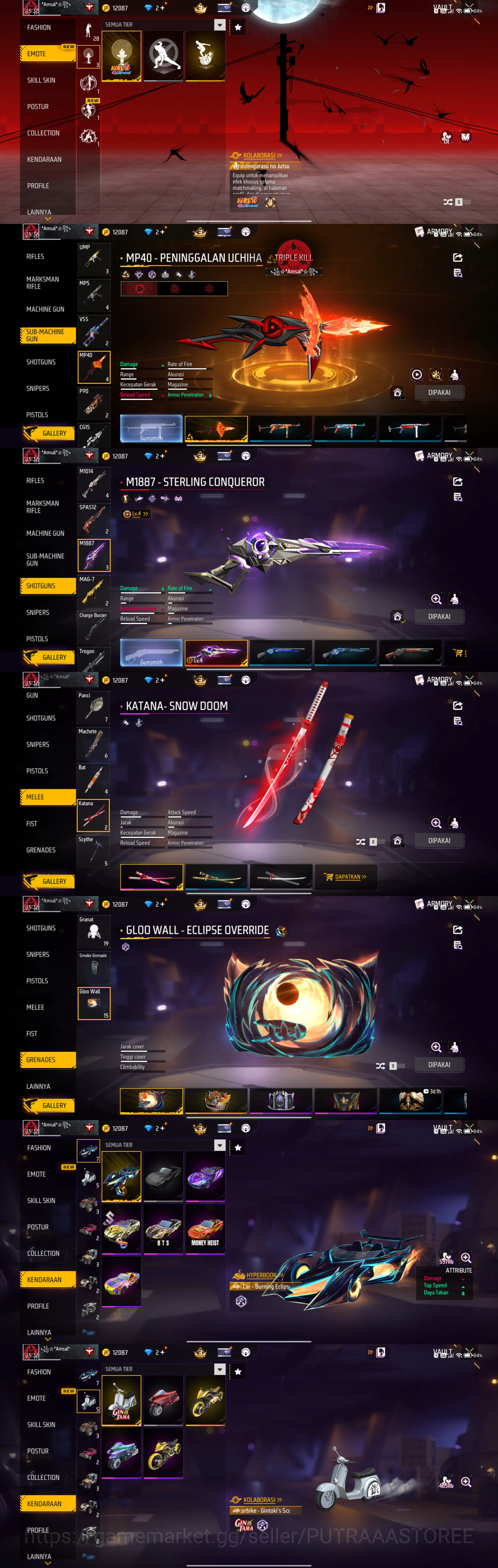 Free Fire Accounts bundle orachimaru | by day bund | SG 2 JUTA LEVEL  image 2