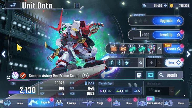 SD Gundam G Generation ETERNAL Accounts [Global] 51K DM | 1 Limited 2 UR (Astray Red Frame, Sazabi) + 2 UR Supporters 13