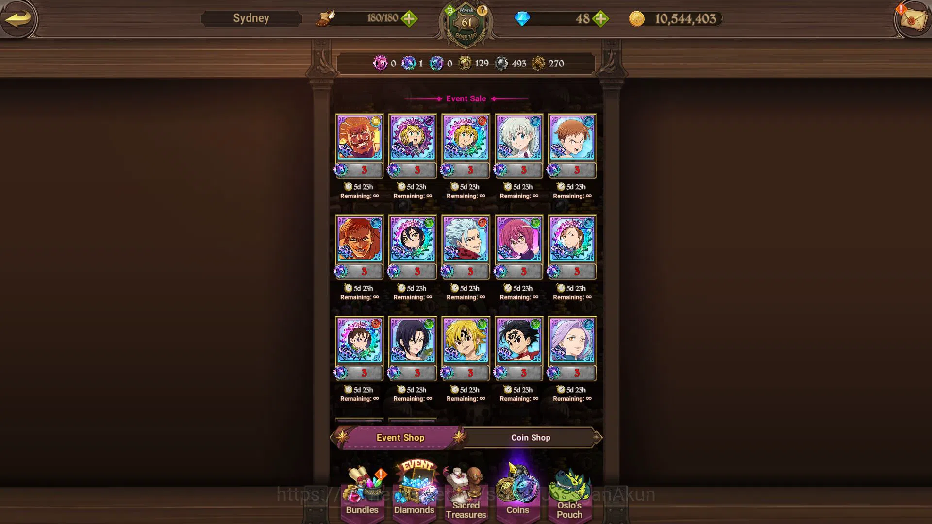 The Seven Deadly Sins: Grand Cross Accounts Midgame Global|2,6M CC|2 LR+11 UR+17 12