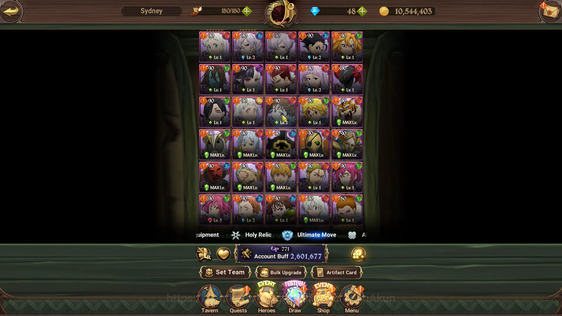 The Seven Deadly Sins: Grand Cross Accounts Midgame Global|2,6M CC|2 LR+11 UR+17 6