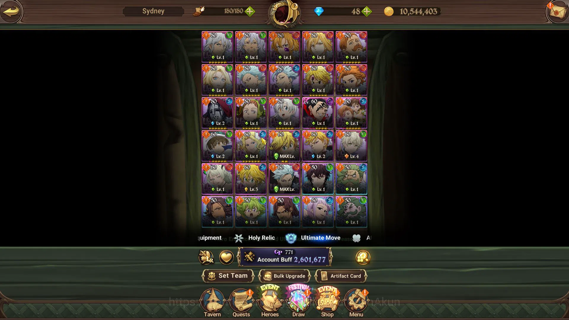 The Seven Deadly Sins: Grand Cross Accounts Midgame Global|2,6M CC|2 LR+11 UR+17 7
