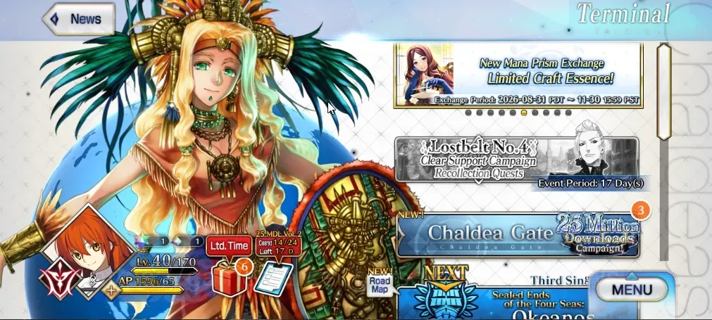 Fate-Grand Order Accounts NA Starter Okeanos Lvl 40|6 SSR Servant|(Koyanskaya Light, Oberon, lady Avalon, Morgan, Quetz 1