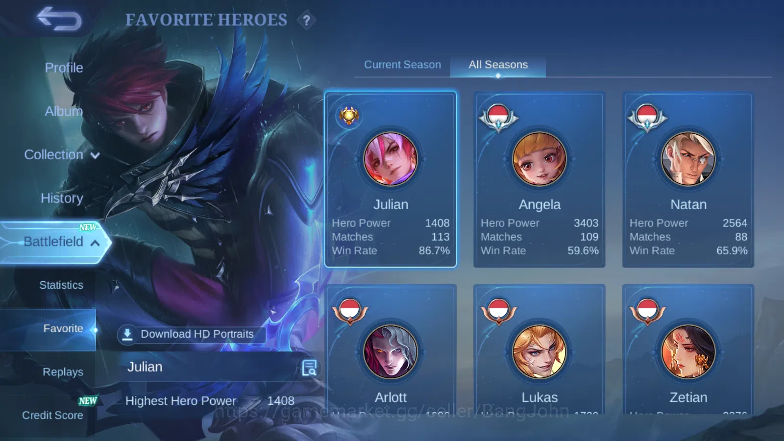 Mobile Legends: Bang Bang Accounts Hero 60 Skin 119 | IMMO 104 | Recall Black Void Ep image 2