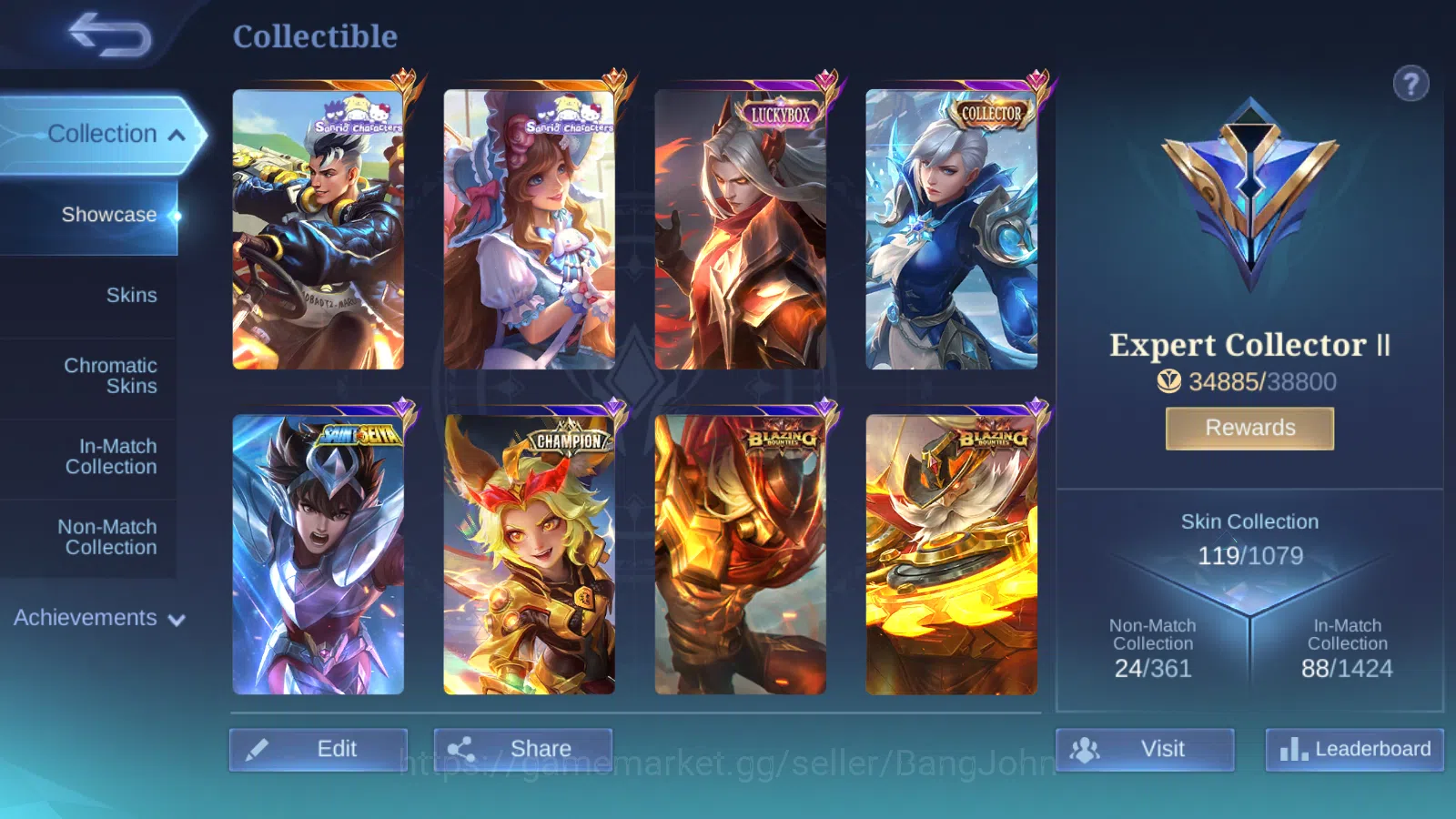 Mobile Legends: Bang Bang Accounts Hero 60 Skin 119 | IMMO 104 | Recall Black Void Ep image 3