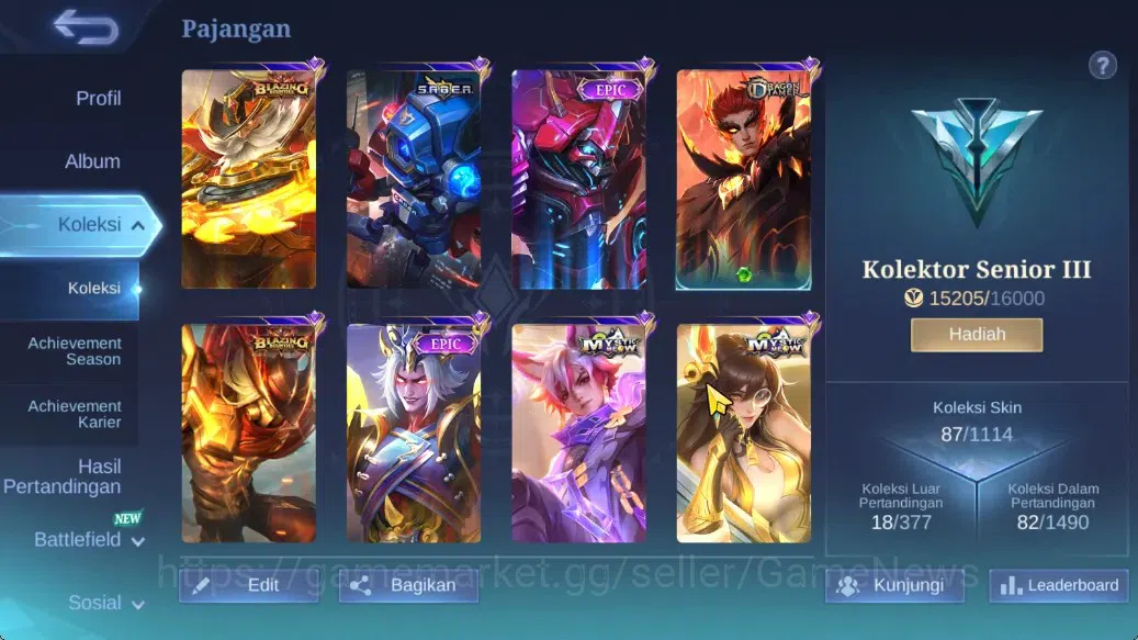 Mobile Legends: Bang Bang Accounts Hero 62|Skin 87|Myst(Lesley,Julian),Naruto Vale,Se image 3