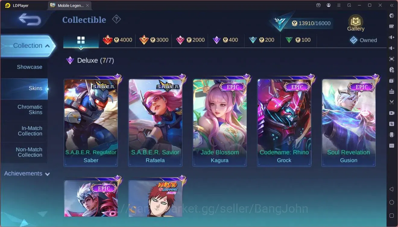 Mobile Legends: Bang Bang Accounts GLOBAL Hero 72 Skin 74|Epic Valir,Gusion,Kagura,Gr image 3