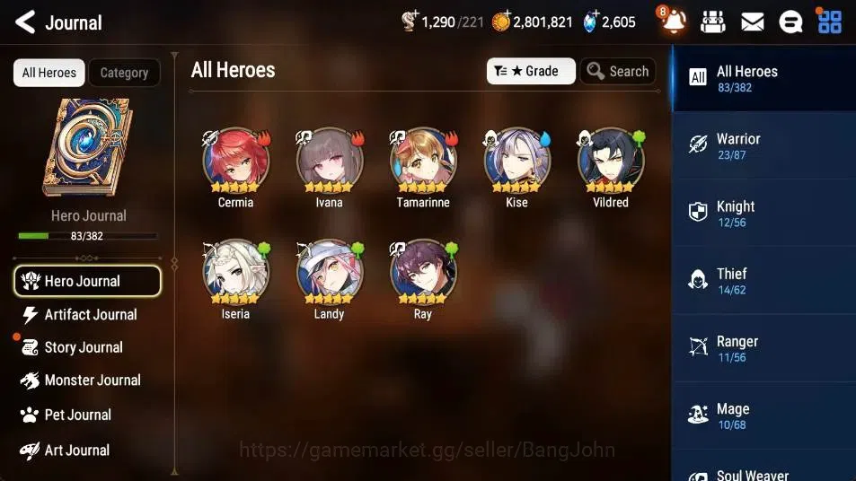 Epic Seven Accounts High-End Global Unverif | 3 ML(Zio,STaeyou,New Moon Luna)|PoH+Bless ON|SS 2.6K|Gold 2.8M|Stigma 4.3K|Log 5