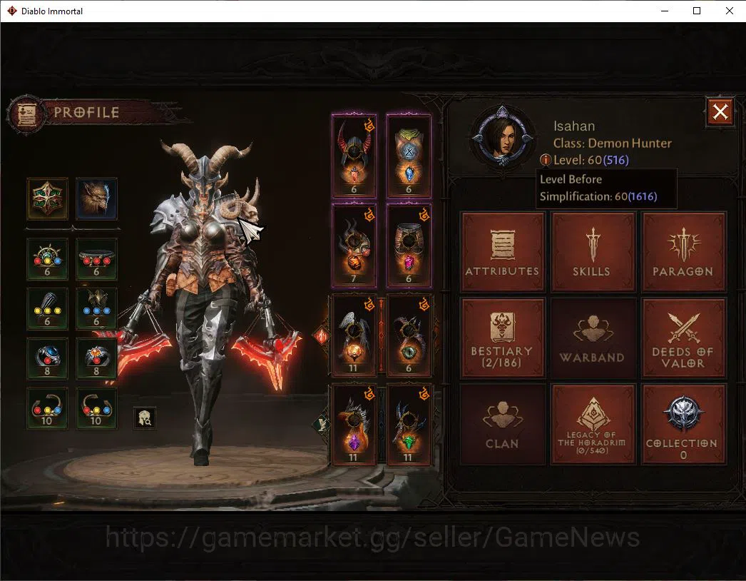 Diablo Immortal Accounts EU - Secheron|Change Server ON|Lv60(514)|Demon Hun image 13