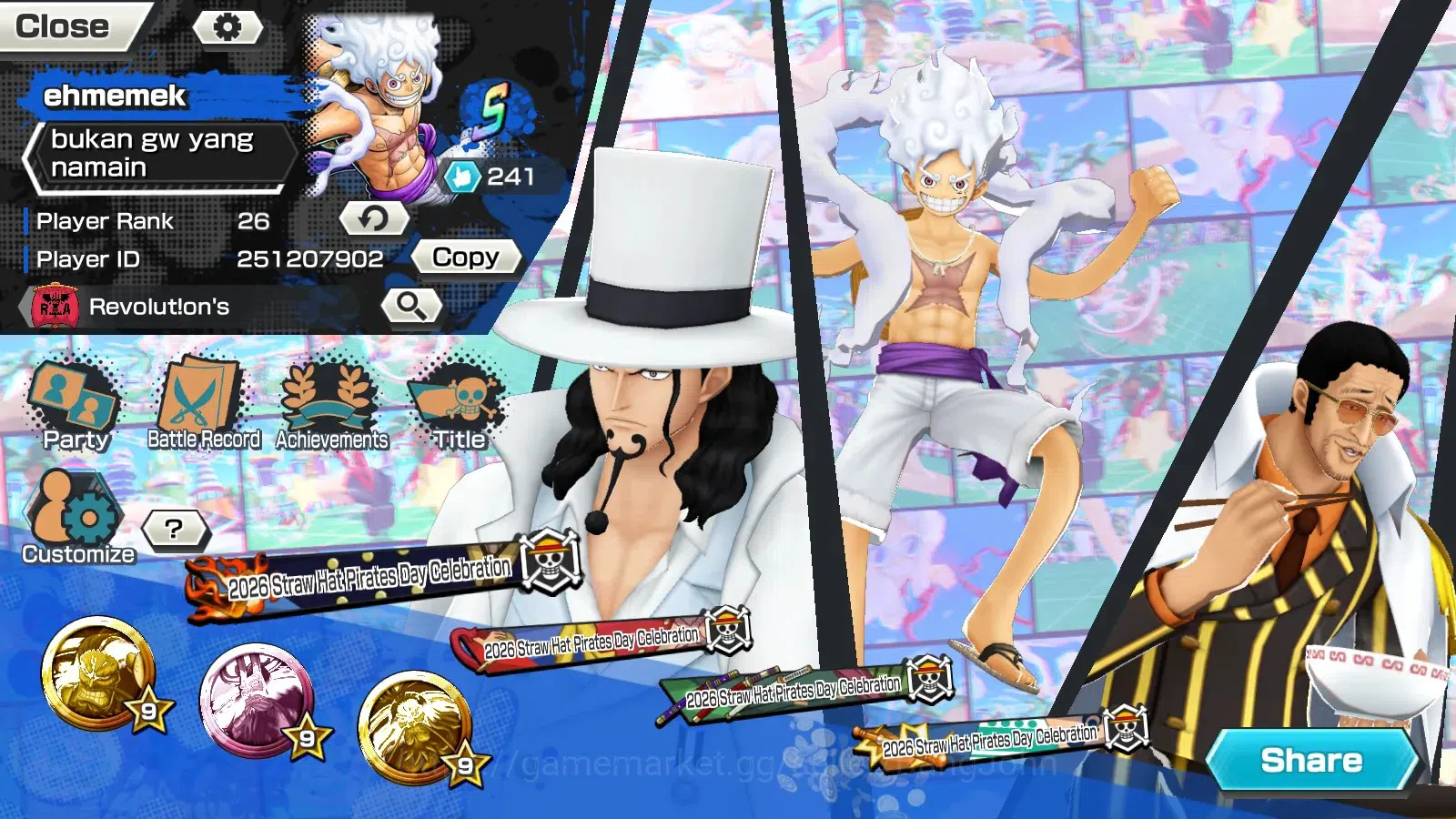 One Piece Bounty Rush Accounts Global|EX6|5EXMAX|PR 26|4E M.D.Luffy,AF Lucci,SK B image 13