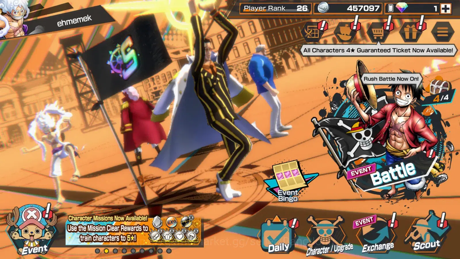 One Piece Bounty Rush Accounts Global|EX6|5EXMAX|PR 26|4E M.D.Luffy,AF Lucci,SK B image 14