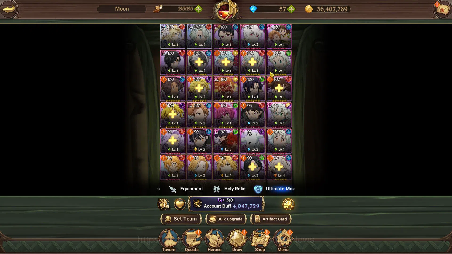 The Seven Deadly Sins: Grand Cross Accounts Midgame Asia|4M CC|99 LSeal|2 LR+9 UR+Collab Fire 4