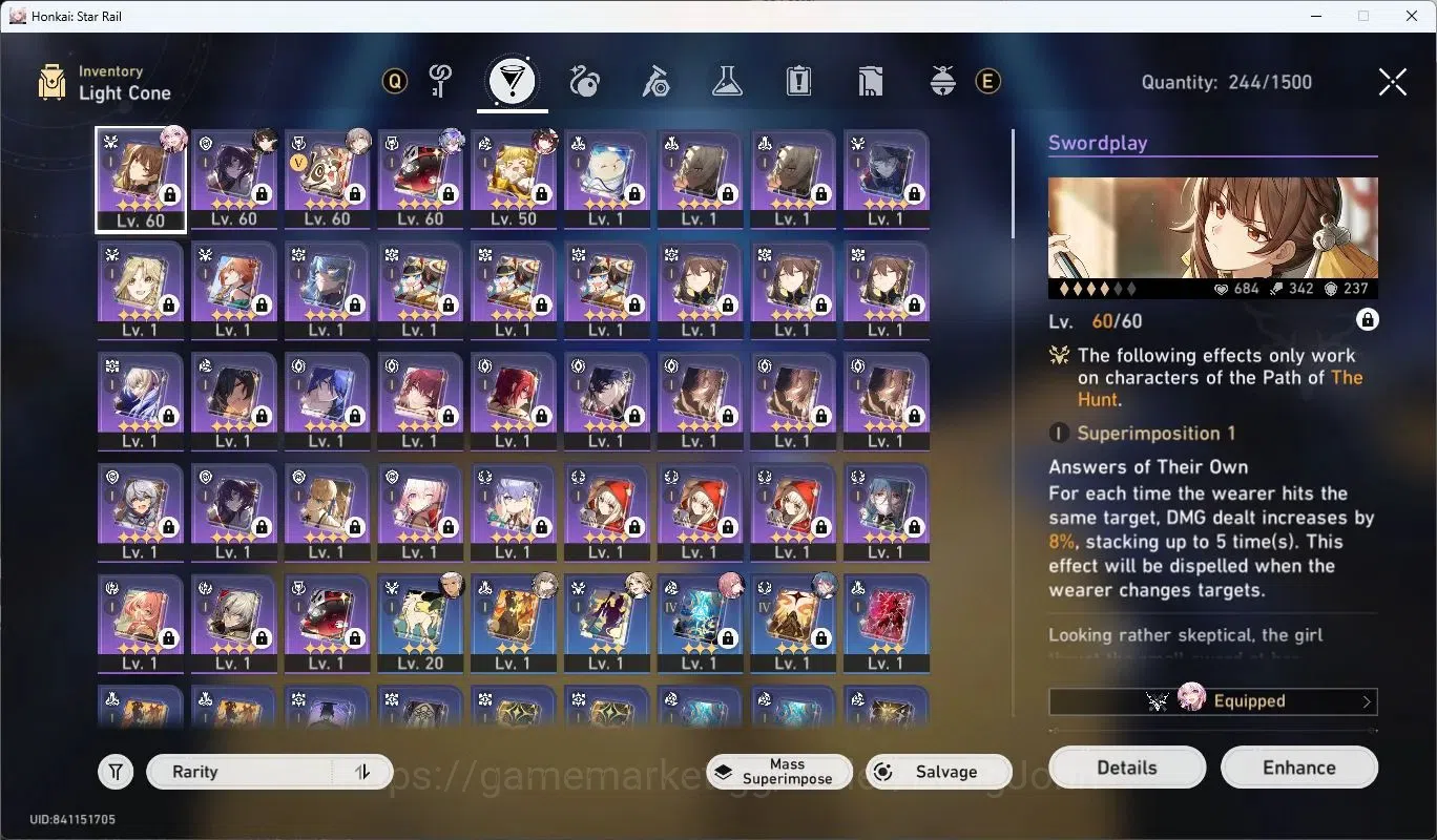 Honkai Star Rail Accounts Asia | TL47|SilverWolf Lv999 E2,DangHeng PT, Arche image 4