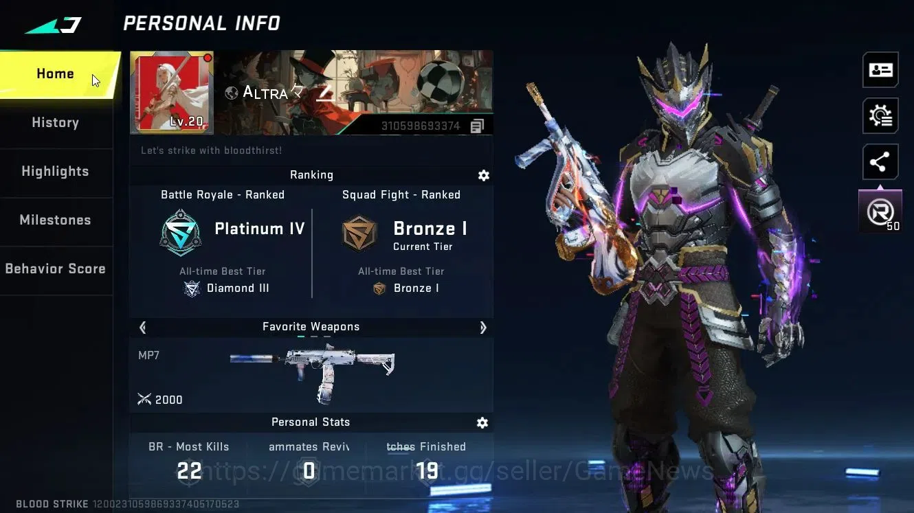 Blood Strike Accounts ASIA|2 ULTRA[ZERO-Nullblade,AUG-FlameFox]|2 LMT[Vi image 2