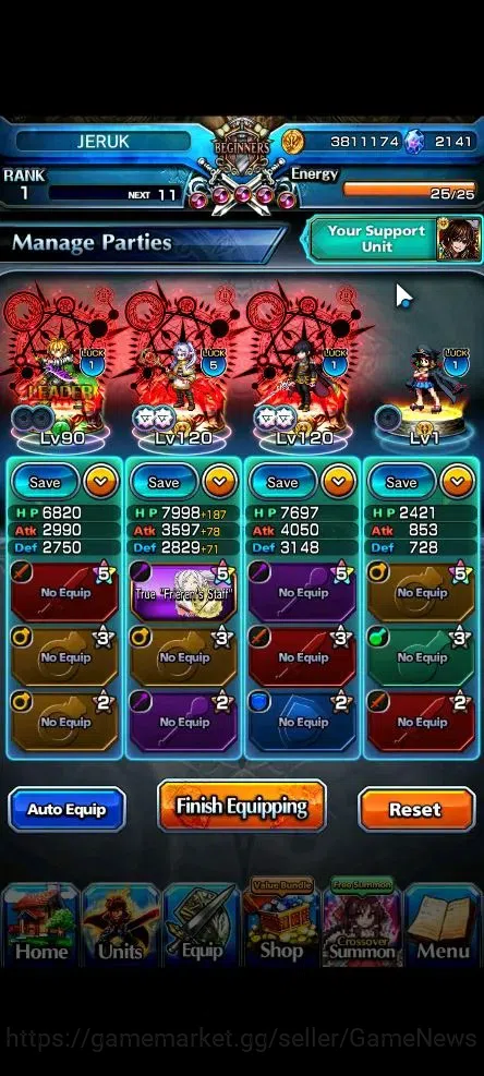 Grand Summoners Accounts End-Game Global|Rank 1|2141 CC|7 Ascend+1 TW (Summer Miyu,Last Miracle Isliid,Frieren+TW,War Hero 3