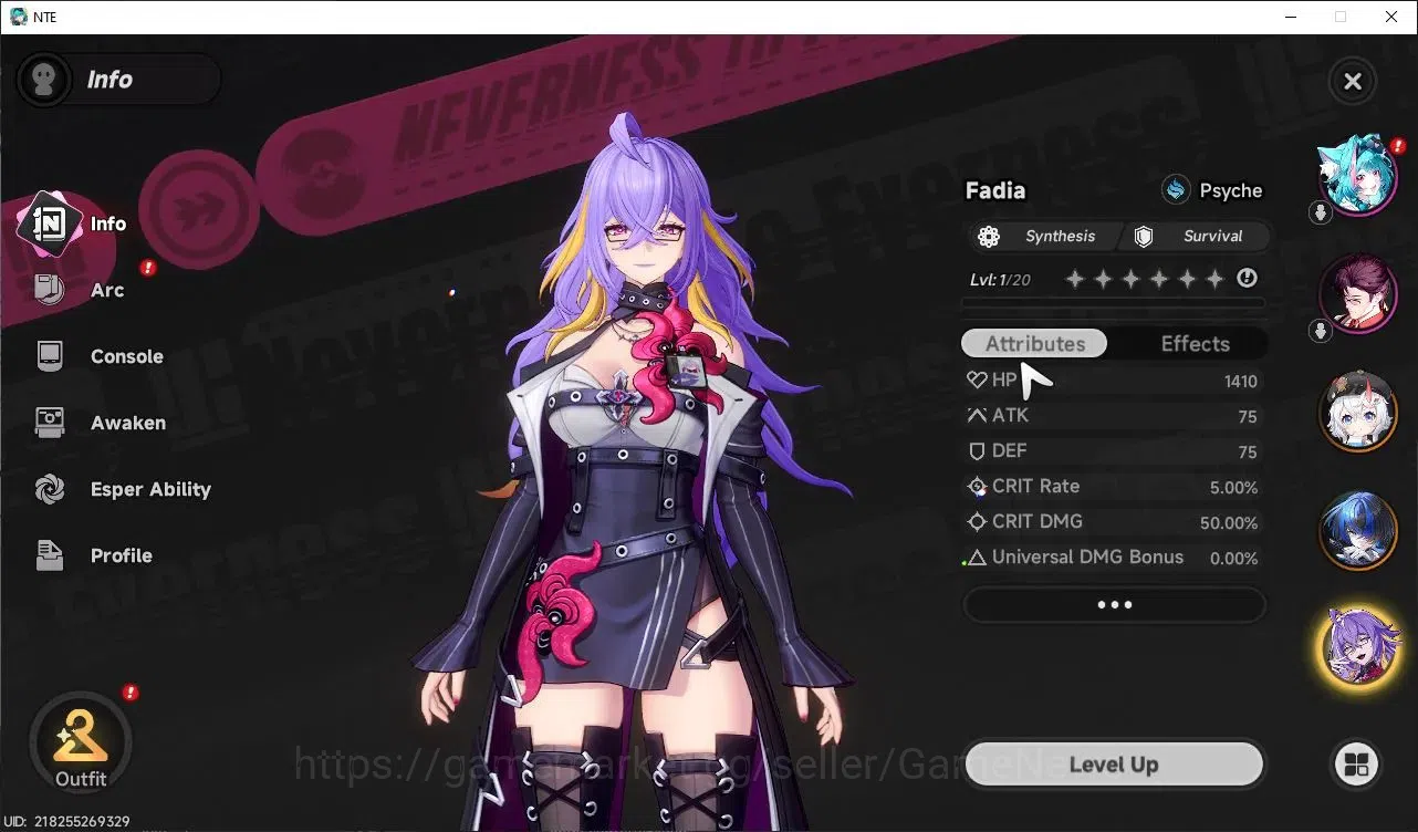 Neverness to Everness Accounts Global EU |HL 3| 3 SSR Daffodill, Sakiri, Fadia |6 SR [Adler,Skia,Aurelia,Edgar,Etc]|Male 3