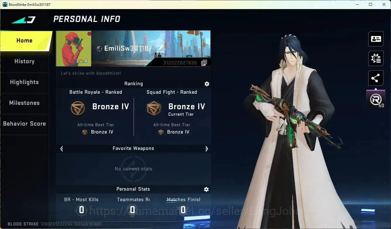 Blood Strike Accounts ASIA| BLEACH Byakuya|AK47 7DS|1 Ultra Gun|1 Legend image 1