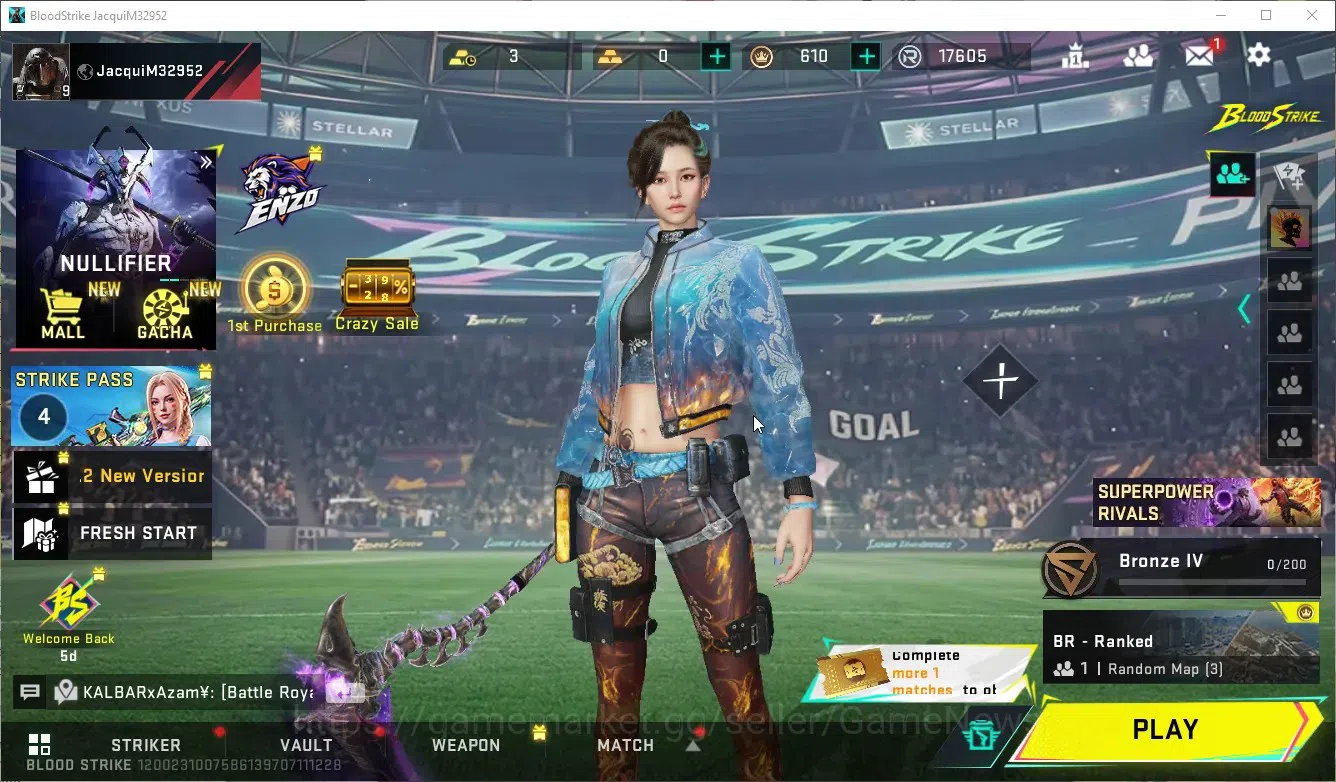Blood Strike Accounts Others Asia|Ultra Meele(Scythe-Harvester),Ultra AR97 Bit Strike|8 1