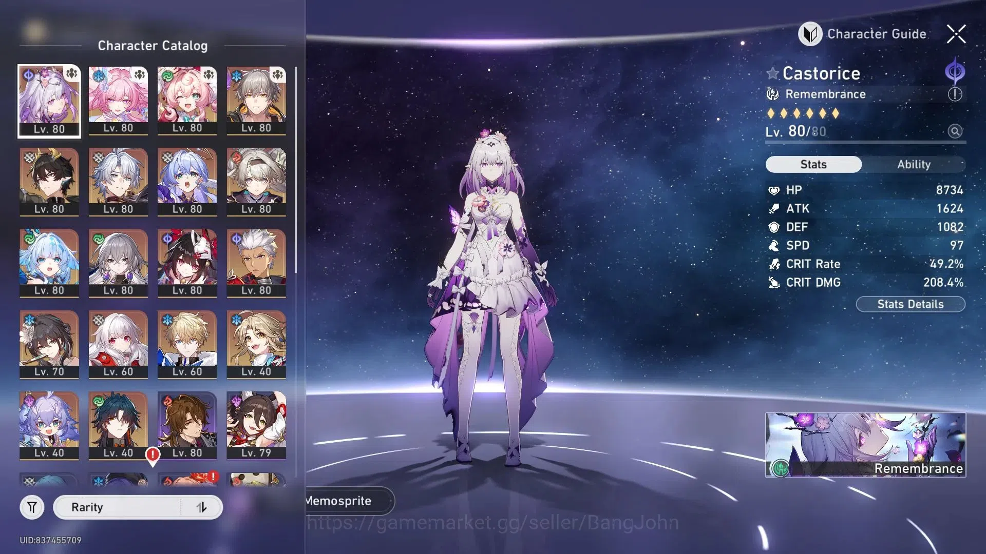 Honkai Star Rail Accounts ASIA| TL70 Max|11 Lim|Castorice L80 (208% CDmg)|Fi image 4