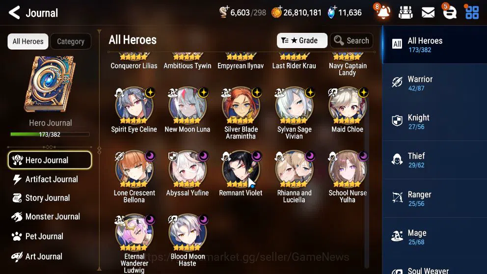 Epic Seven Accounts Mid-Tier GLOBAL Unverif|17 ML(Schol Nurse Yulha,Rhiana&Luc,NM Luna,Etc)+AB Fumyr,Setsuka,Rinak|AUTO WB 7