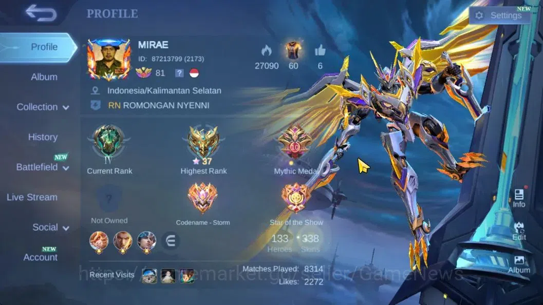 Mobile Legends: Bang Bang Accounts Hero 133|Skin 338|Recall TLPH|Legend Saber,KOF (Au image 2