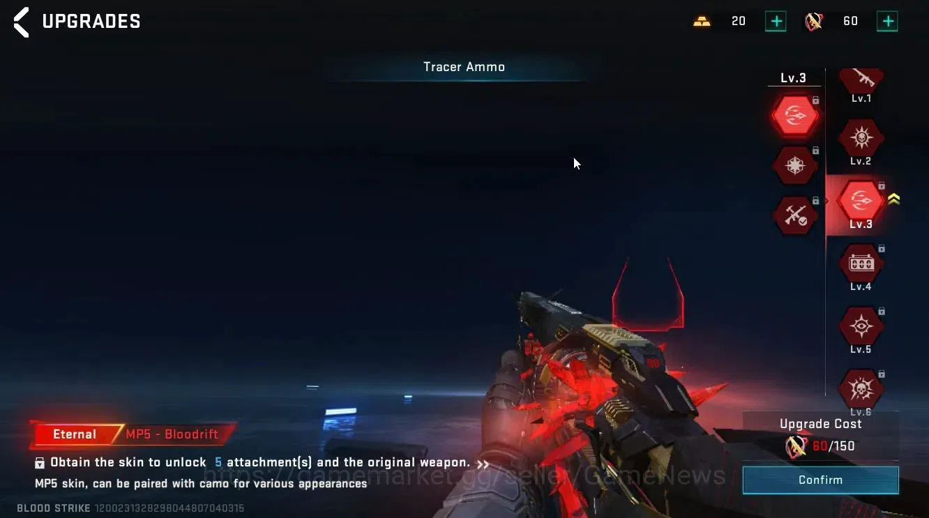 Blood Strike Accounts Collab Skin ASIA|ETERNAL MP5-Bloodrift Lv3|Collab AOT [ETHAN]+EVA [KATYA,SCAR]|8 15