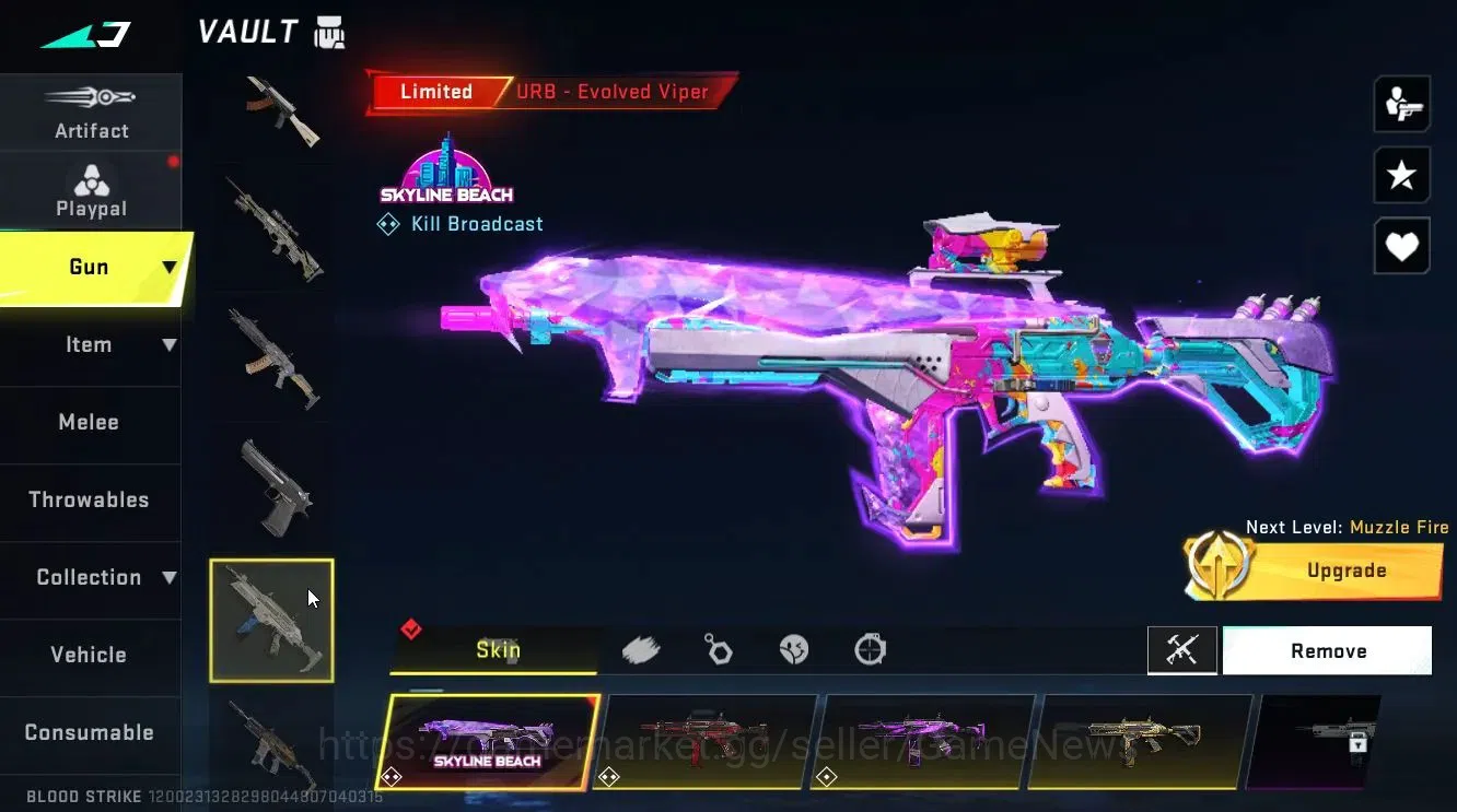 Blood Strike Accounts Collab Skin ASIA|ETERNAL MP5-Bloodrift Lv3|Collab AOT [ETHAN]+EVA [KATYA,SCAR]|8 17