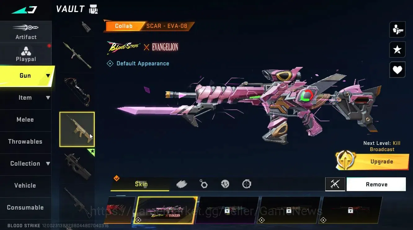 Blood Strike Accounts Collab Skin ASIA|ETERNAL MP5-Bloodrift Lv3|Collab AOT [ETHAN]+EVA [KATYA,SCAR]|8 19