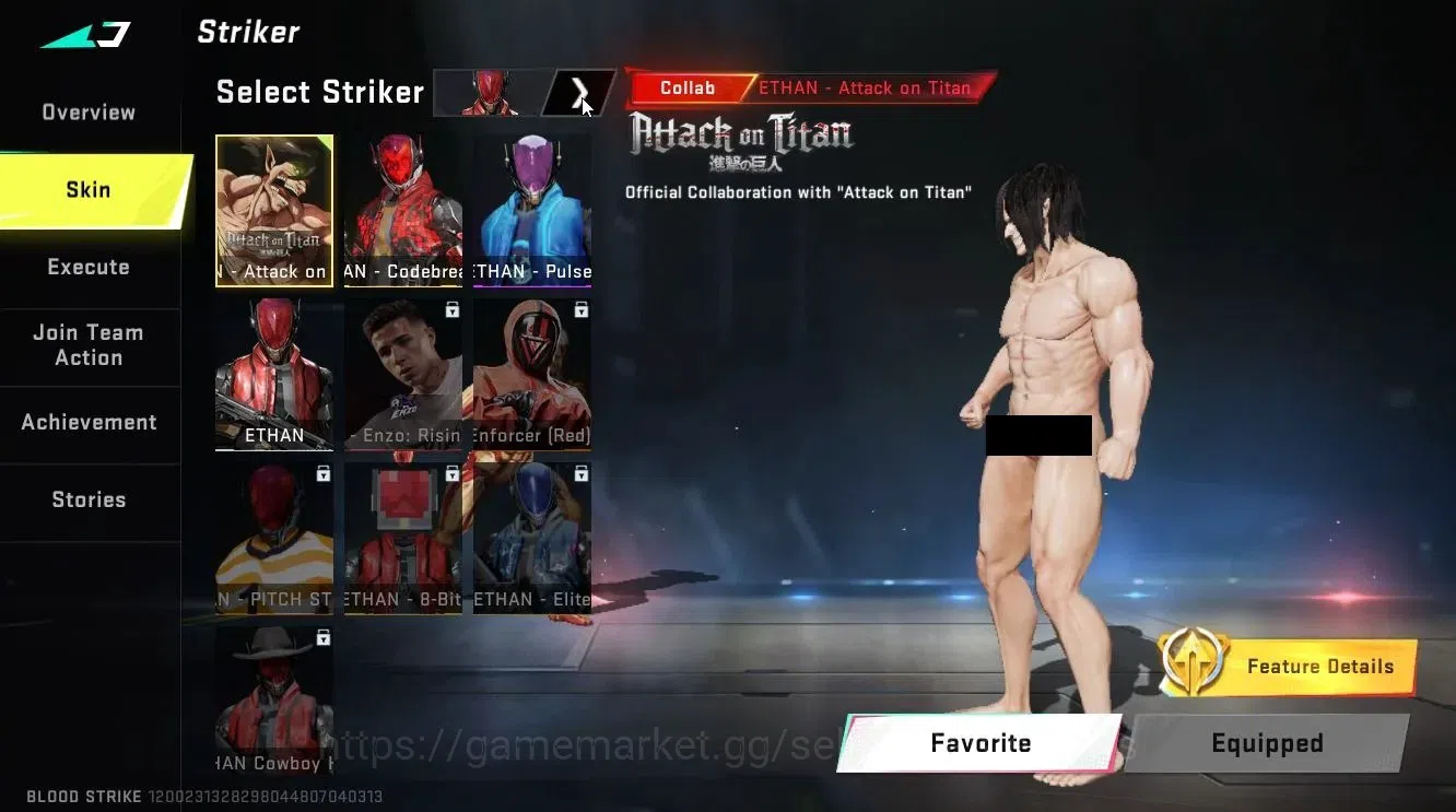 Blood Strike Accounts Collab Skin ASIA|ETERNAL MP5-Bloodrift Lv3|Collab AOT [ETHAN]+EVA [KATYA,SCAR]|8 5