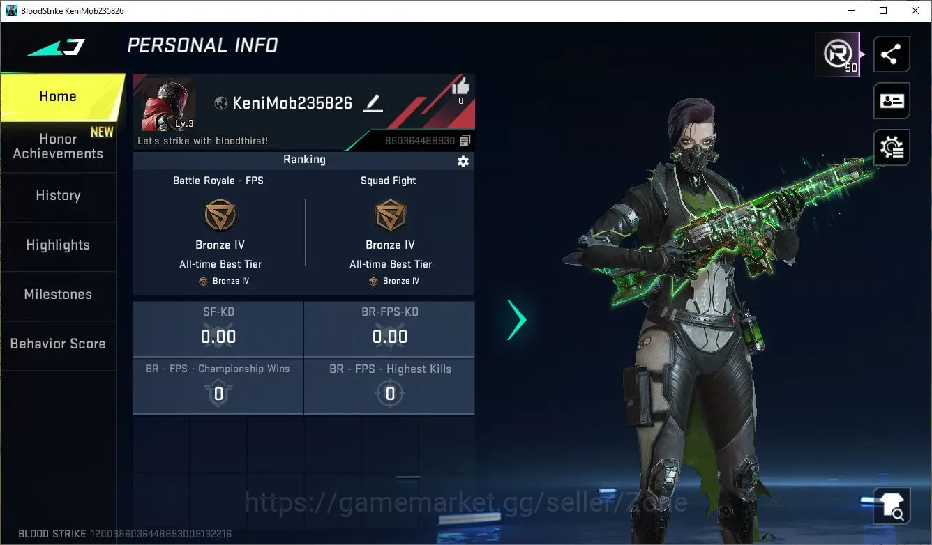 Blood Strike Accounts Starter ASIA|STARTER LV3|1 ETERNAL: Thompson-Unplugged|1 Ultra Loot Crate|1 Legendary Gun|Check 1